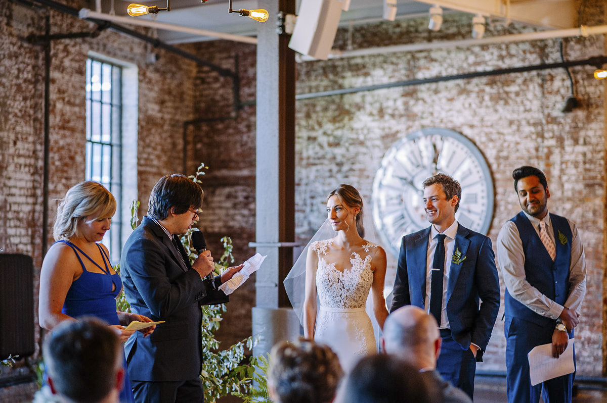 Bride and groom getting married