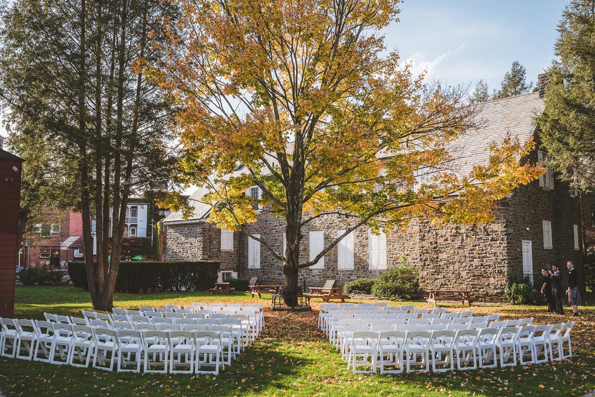 fall wedding on Senate House lawn