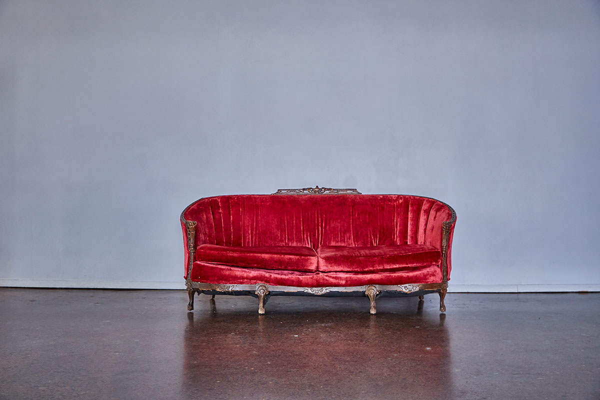 Vintage Red Velvet Couch