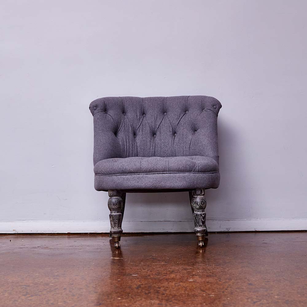 Tufted Grey Round Chair
