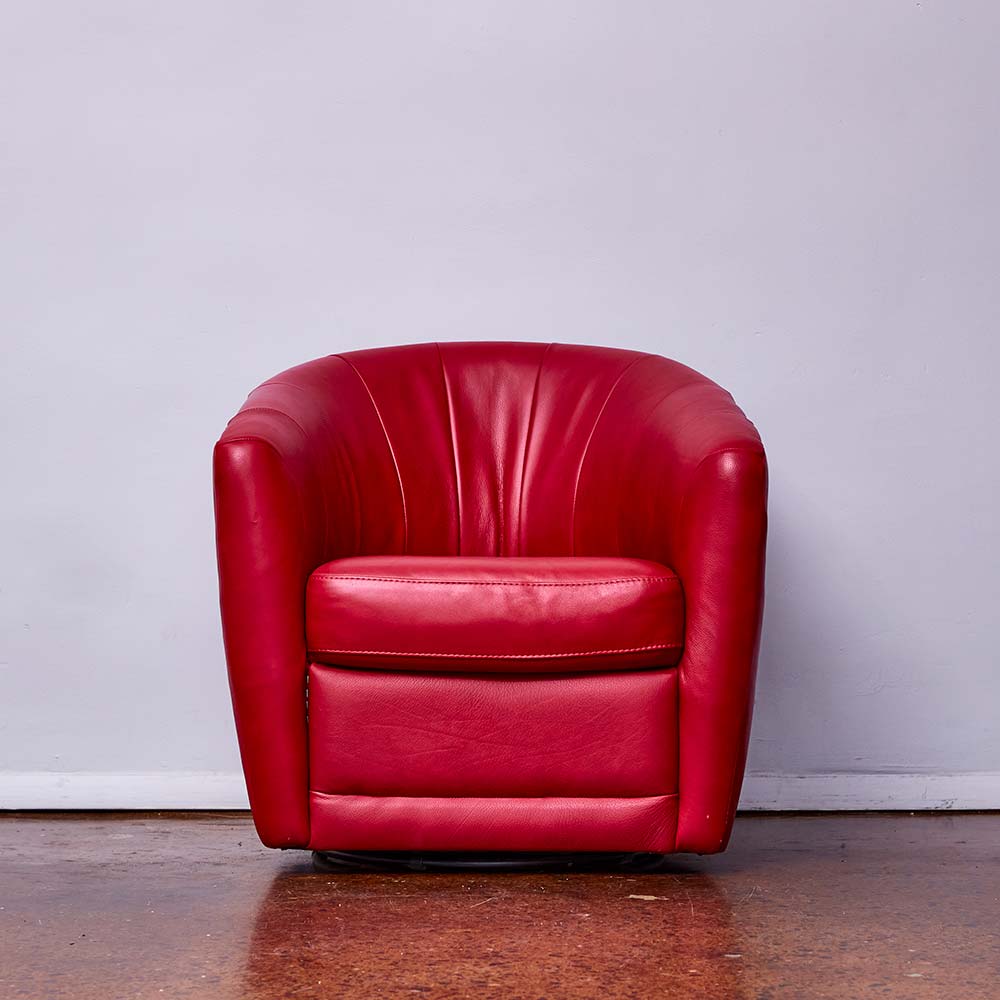 Modern Red Leather Swivel Chair