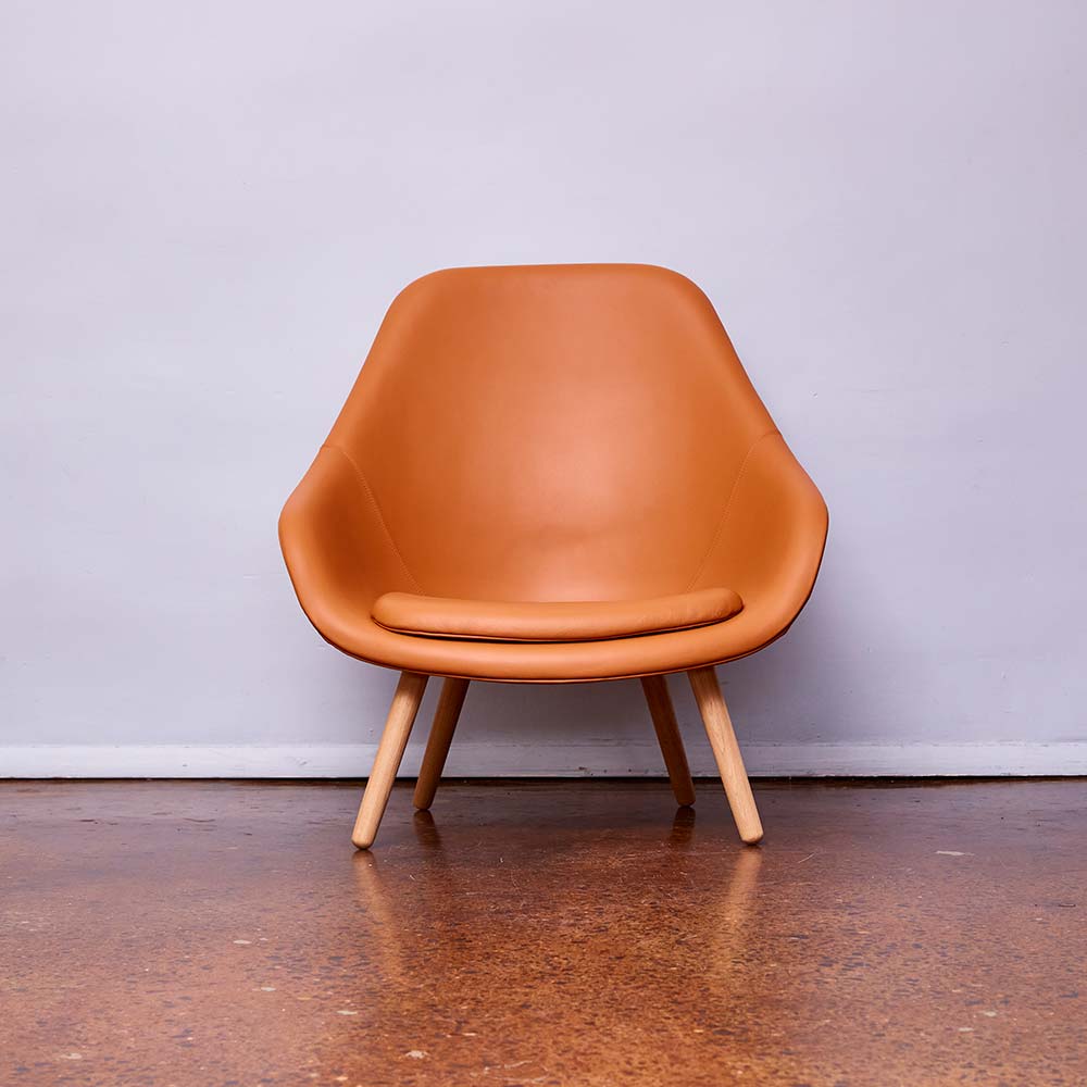 Mid-Century Modern Orange Leather Chair