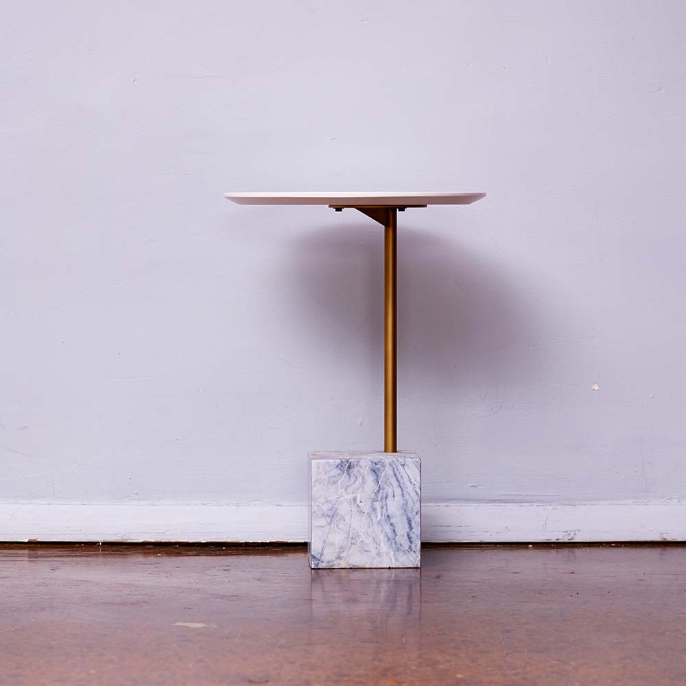 Marble-Topped Brass End Table