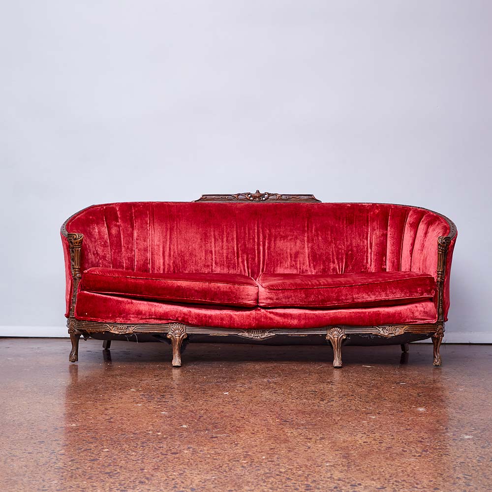 Vintage Red Velvet Sofa