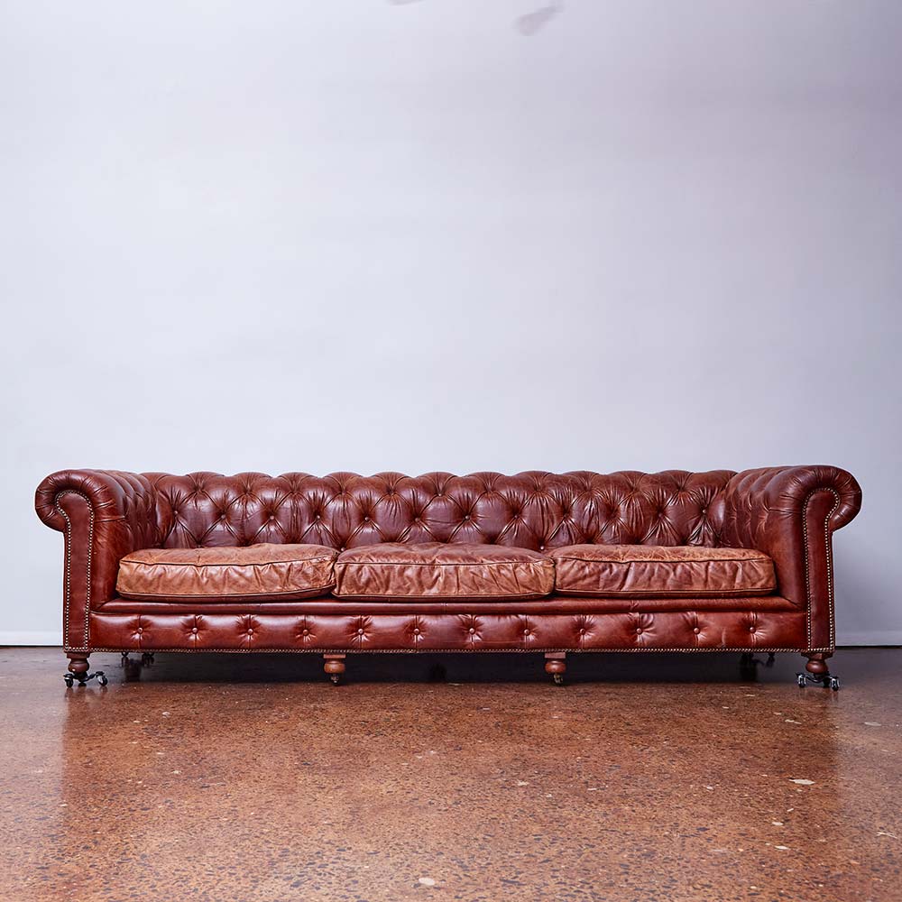 Tufted Brown Leather Sofa