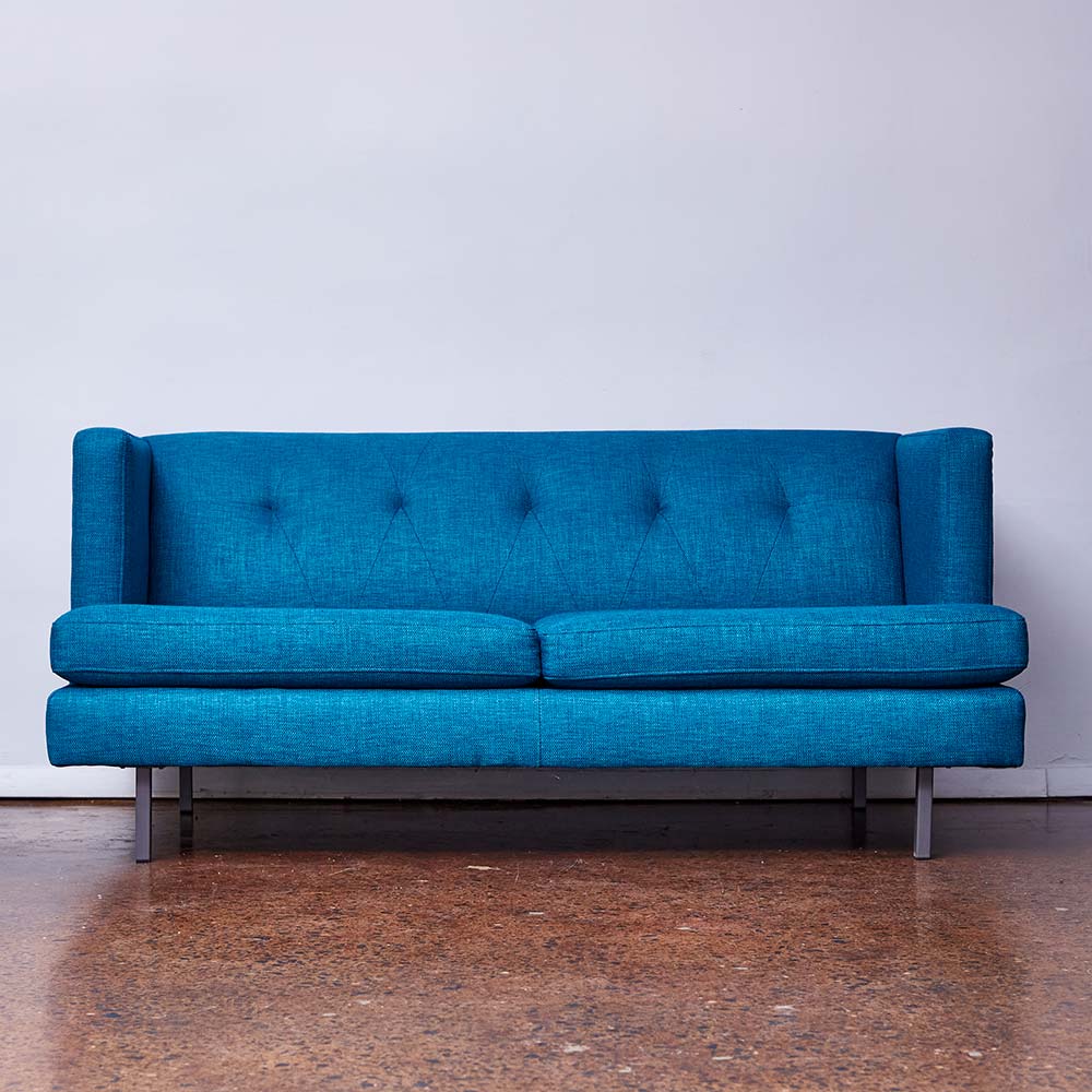 Mid-Century Modern Blue Sofa
